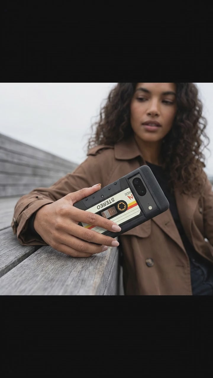 Black Cassette Google Pixel 7 Case - Product video demonstration