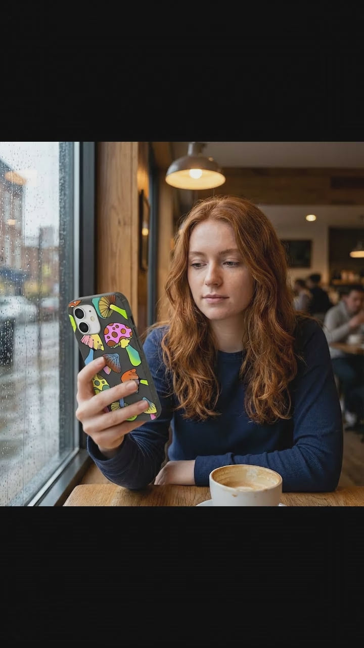 Black Mushroom Party iPhone 17 Case - Product video demonstration